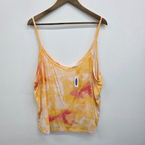 Old Navy Womens 2X‎ Plus Tie Dye Tank Top NWT Yellow Pink Spaghetti Strap Summer - Picture 2 of 10